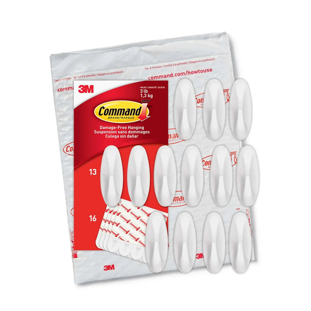Command Medium Designer Hooks, White, 2 Wall Hooks