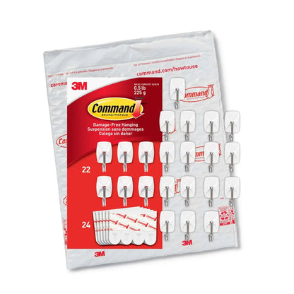 Command Small Wire Toggle Hooks, White, Damage Free Organizing, 3 Hooks and 4 Strips
