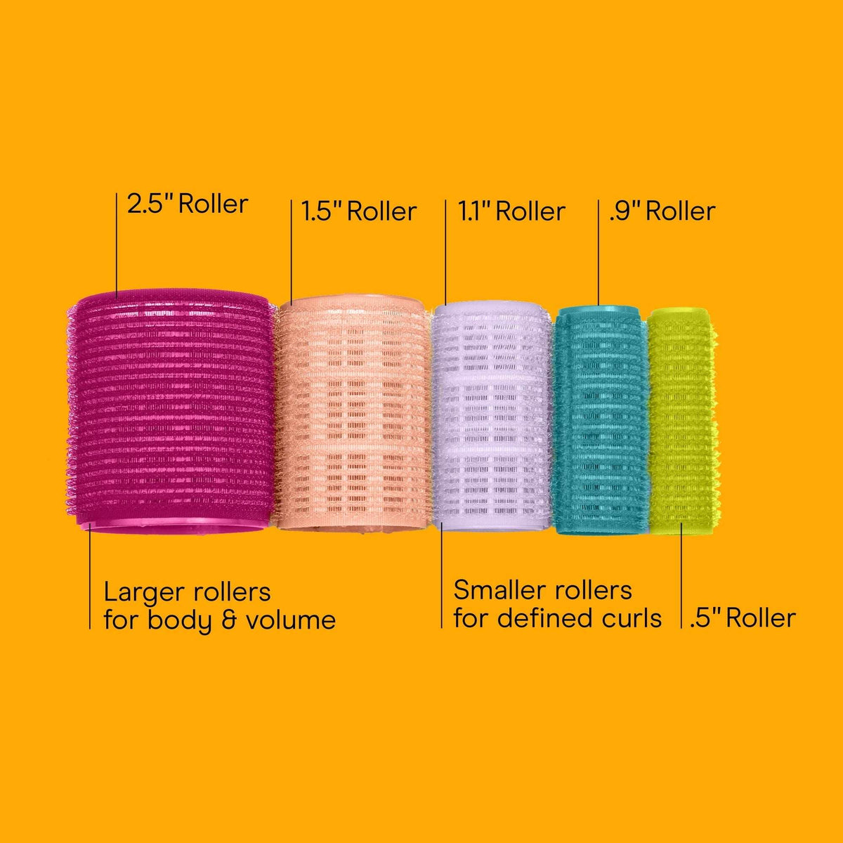 Conair Volumizing Self-Grip Hair Rollers, Assorted Multicolor 31-Pack With Travel Case