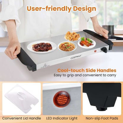 Costway Electric Buffet Server Food Warmer with 3 Removable Trays Adjustable Tempered