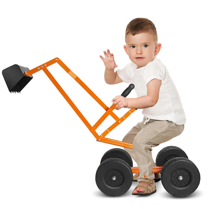 Costway Heavy Duty Kid Ride-on Sand Digger Digging Scooper Excavator for Sand Toy Yellow