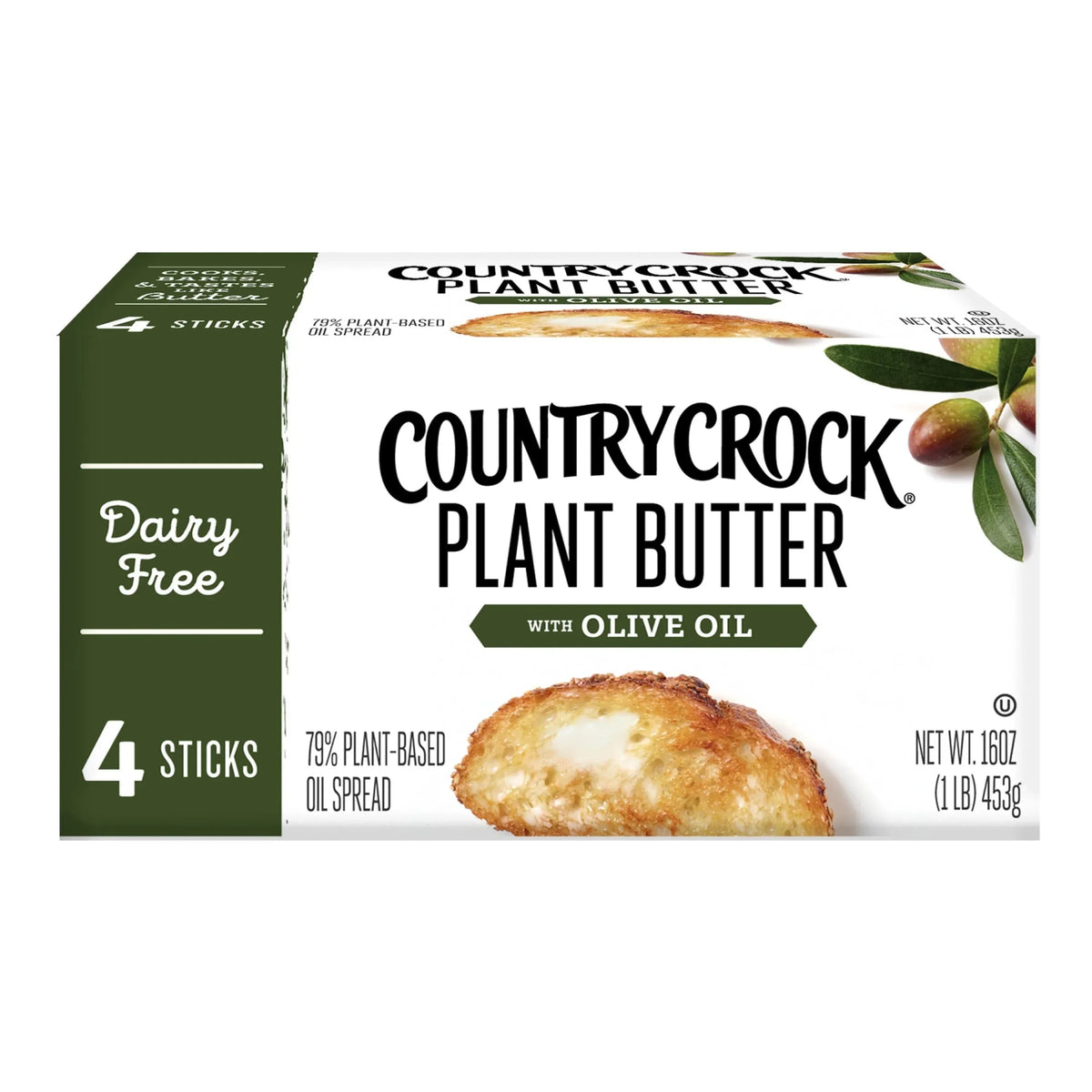 Country Crock Dairy Free Vegan Plant Butter with Olive Oil, 16 oz, 4 Sticks (Refrigerated)