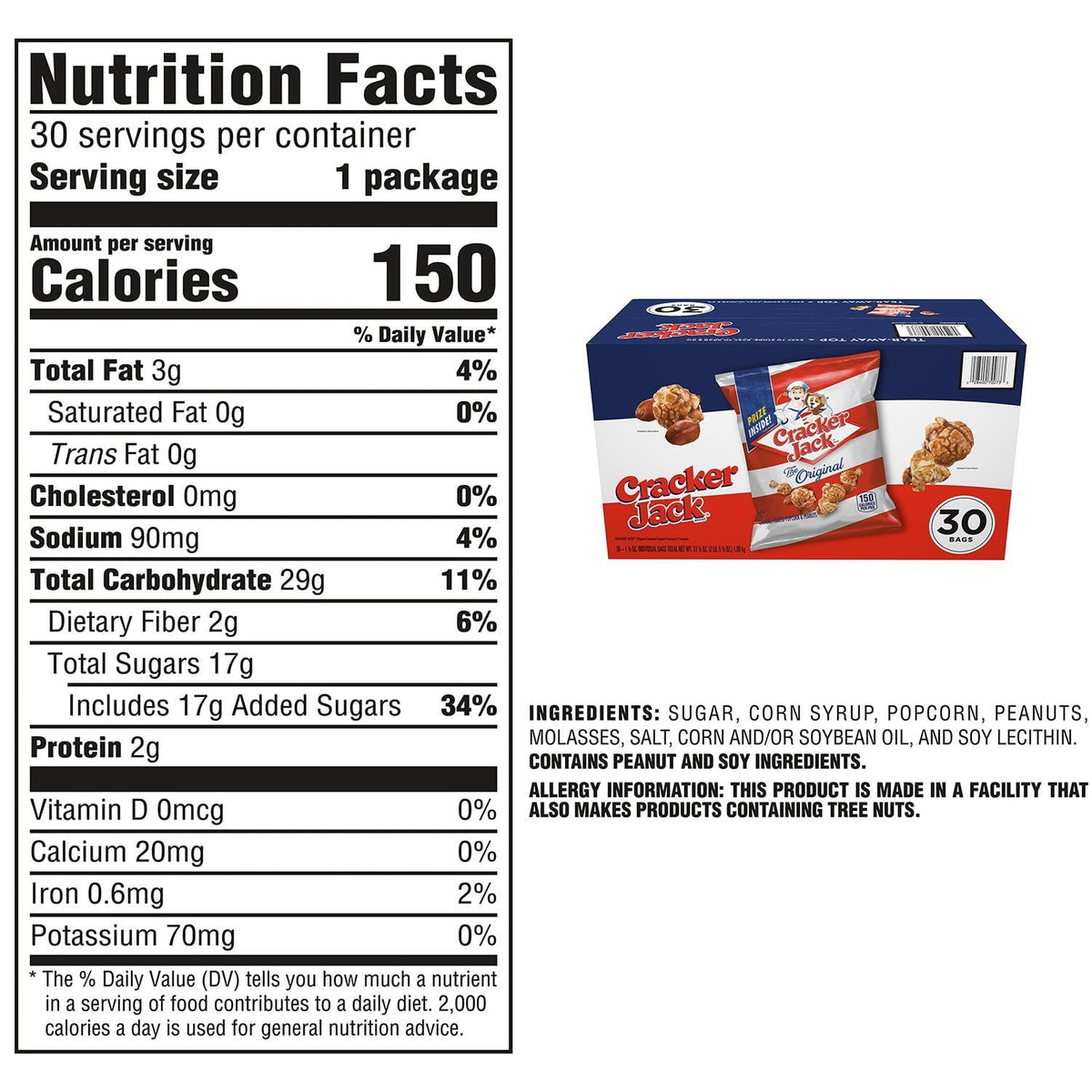 Cracker Jack Original Caramel Coated Popcorn and Peanuts 1.25 oz., 30 pk.