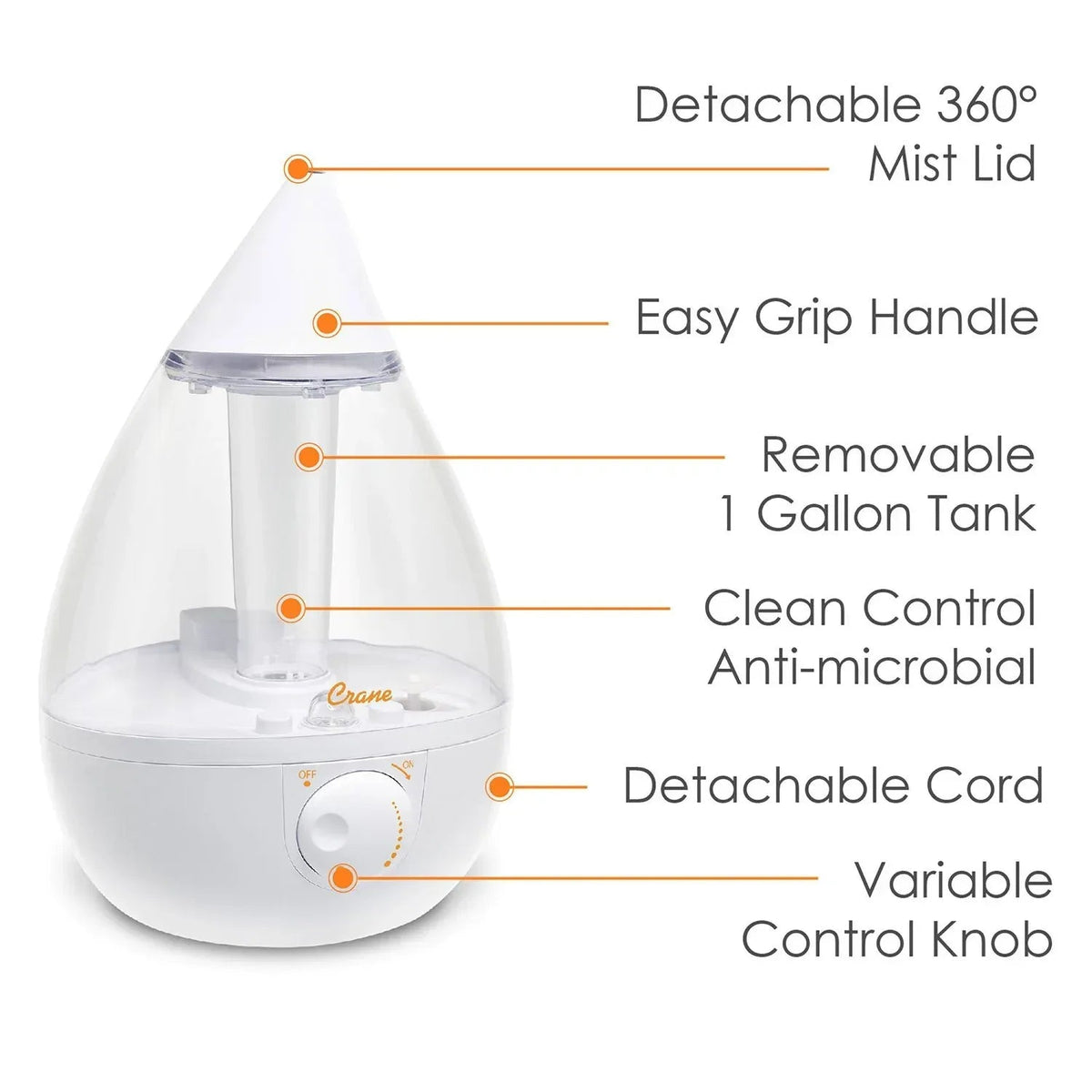 Crane Drop Ultrasonic Cool Mist Humidifier