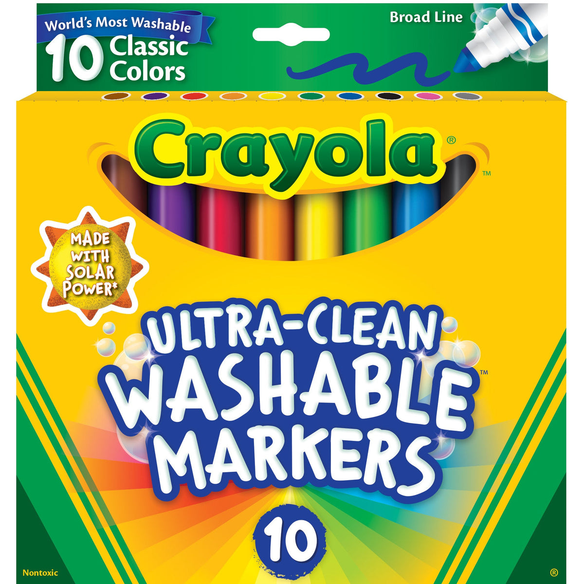 Crayola Ultra-Clean Washable Broad Line Markers, Art Supplies, Back to School Supplies, 10 Ct