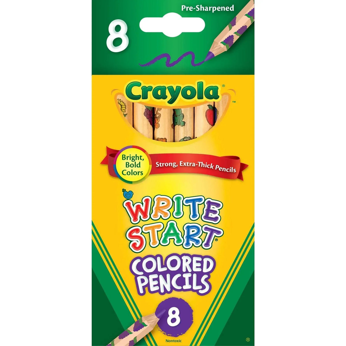 Crayola Write Start Extra Thick Colored Pencils, 8 Ct, Kindergarten School Supplies, Arts and Crafts for Kids, Gifts, Ages 3, 4, 5, 6