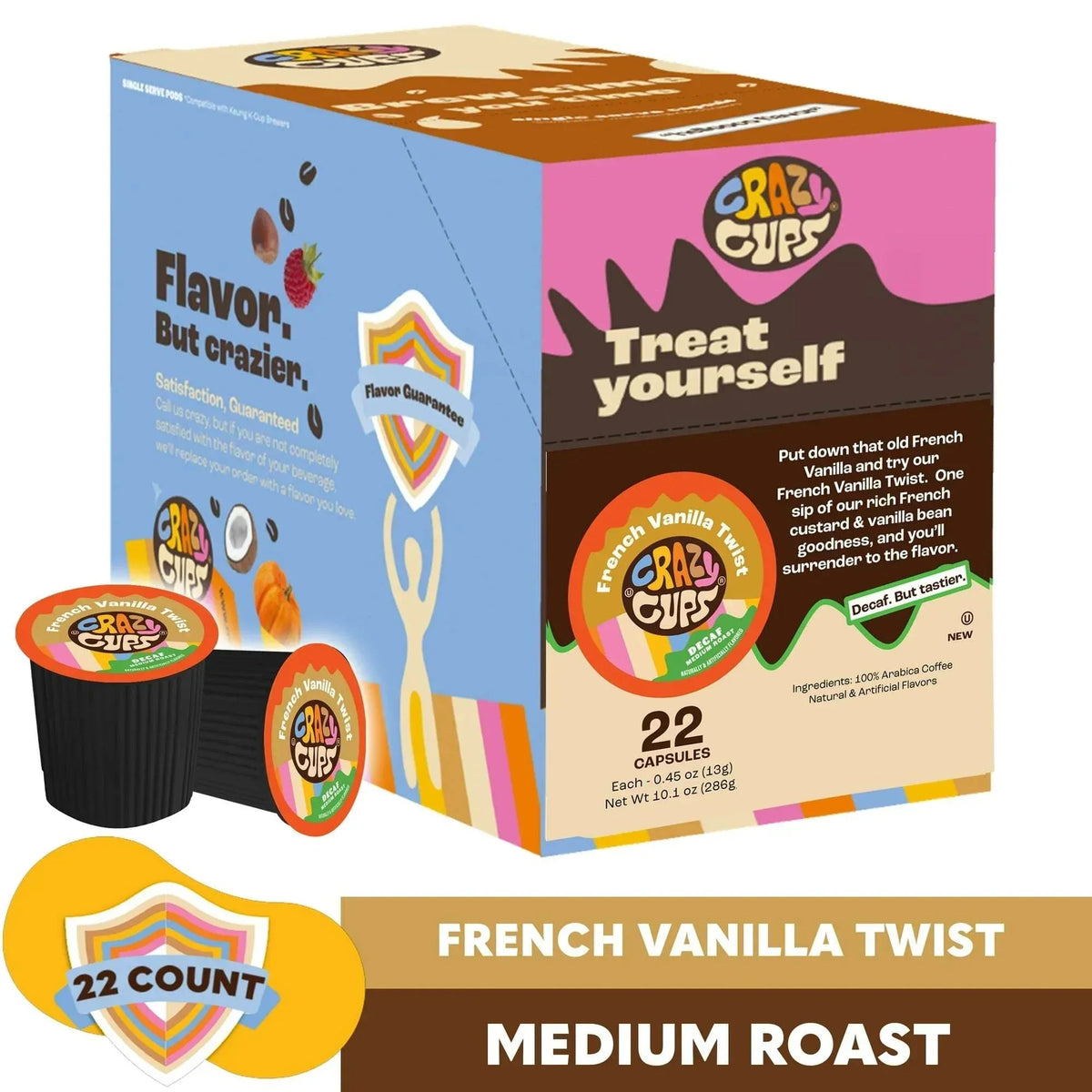 Crazy Cup Decaf Blueberry Cobbler Coffee Pods, in Recyclable Single Serve Cups For Keurig K Cups Machines, 22 Count