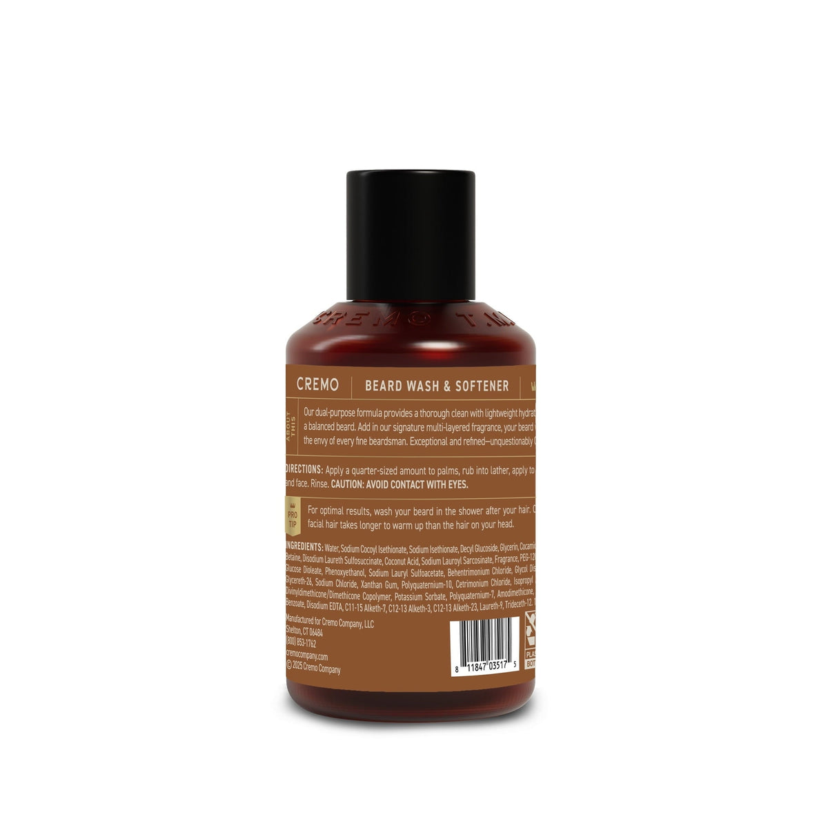 Cremo 2-in-1 Beard & Face Wash, Bourbon Vanilla Scent, 6 fl oz