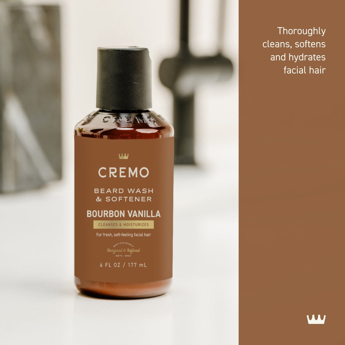 Cremo 2-in-1 Beard & Face Wash, Bourbon Vanilla Scent, 6 fl oz