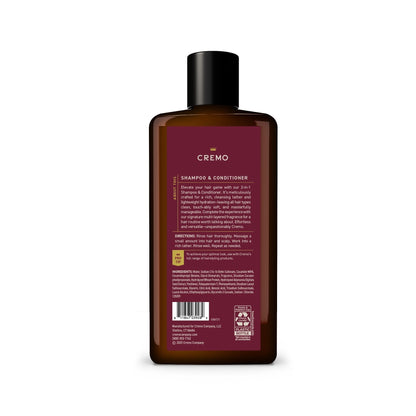 Cremo 2-in-1 Men's Shampoo & Conditioner, Whiskey Cherry Scent, 16 fl oz (PACK OF 3 )