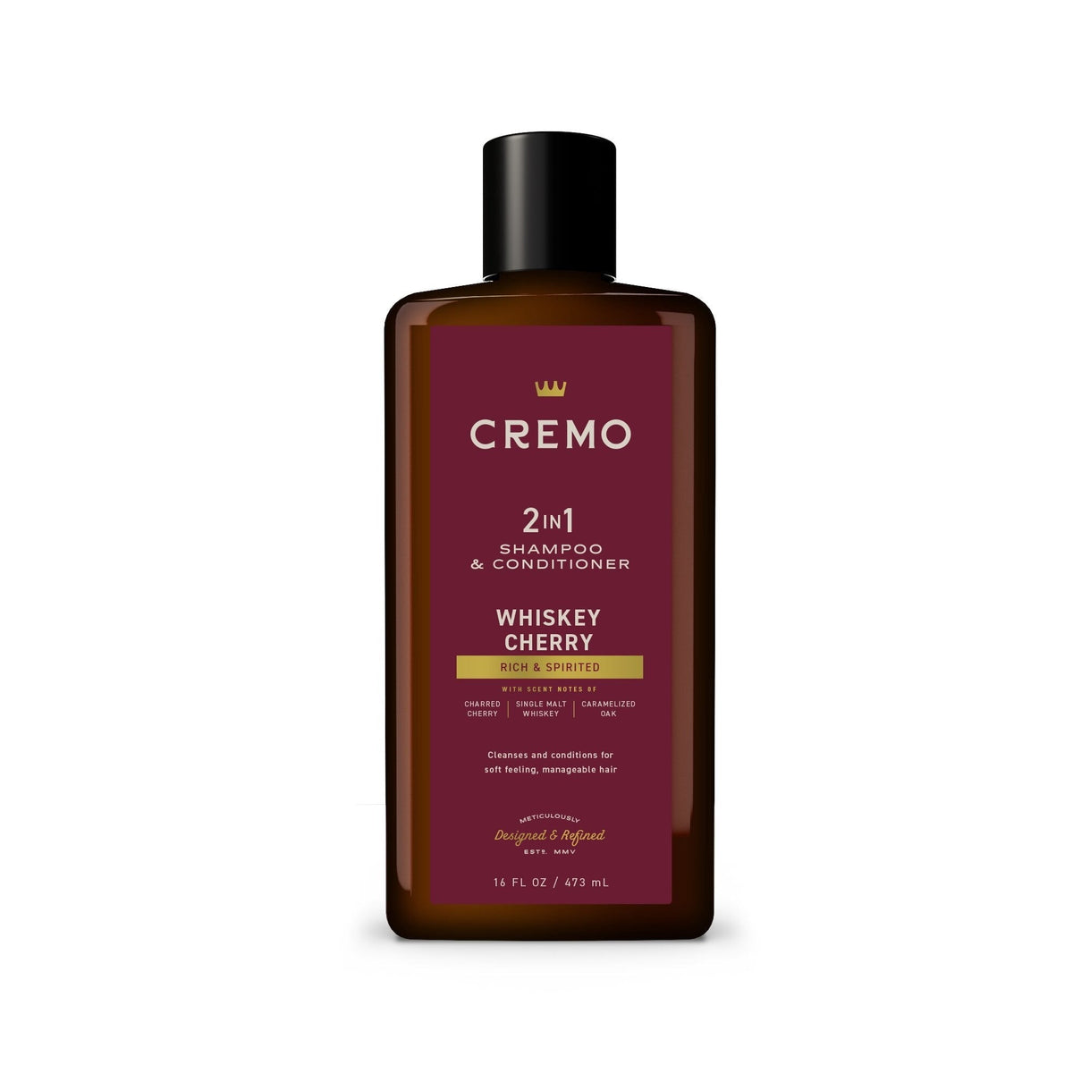 Cremo 2-in-1 Men's Shampoo & Conditioner, Whiskey Cherry Scent, 16 fl oz (PACK OF 3 )