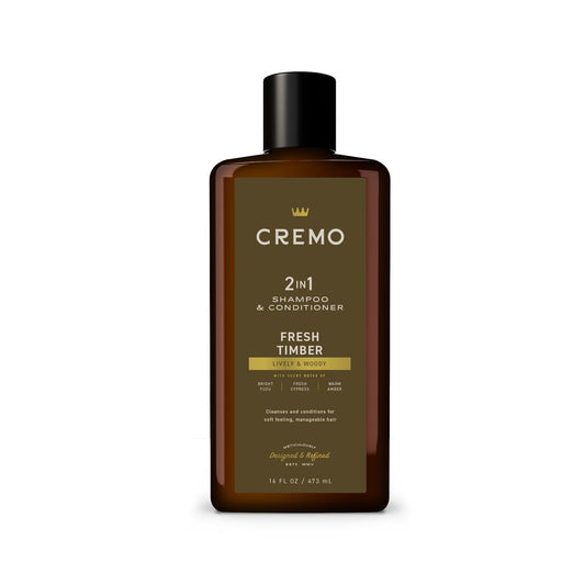 (3 PACK ) Cremo 2 in 1 Men's Shampoo & Conditioner, Fresh Timber Scent, 16 fl oz