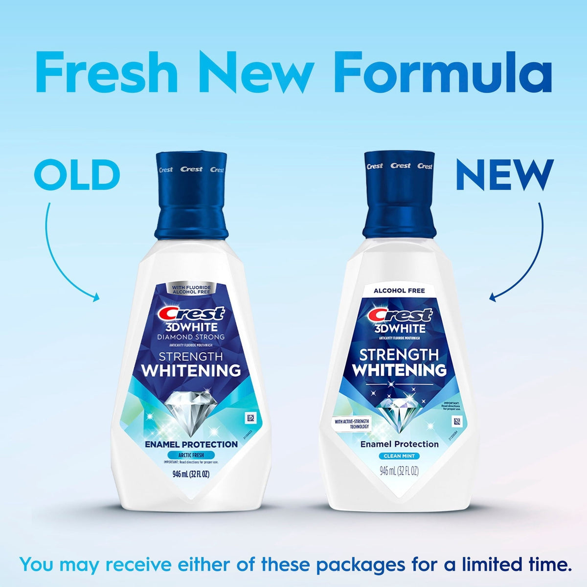 Crest 3D White Strength Whitening Mouthwash, Clean Mint, 32 fl. oz., 2 pk. (PACK OF 3 )