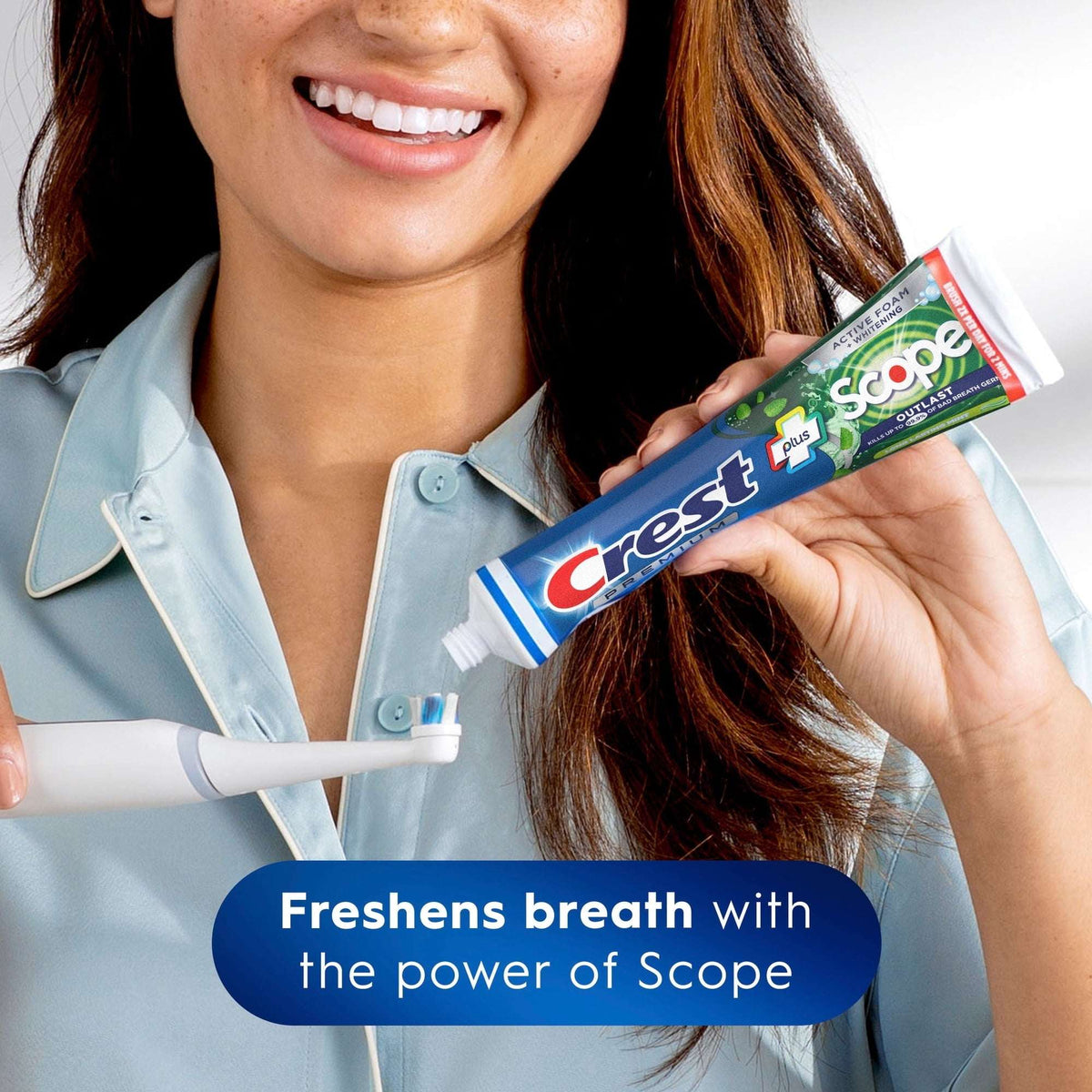 Crest Toothpaste, Premium Plus Scope Outlast Fluoride Toothpaste, Mint, 5.2 oz, 3 pack