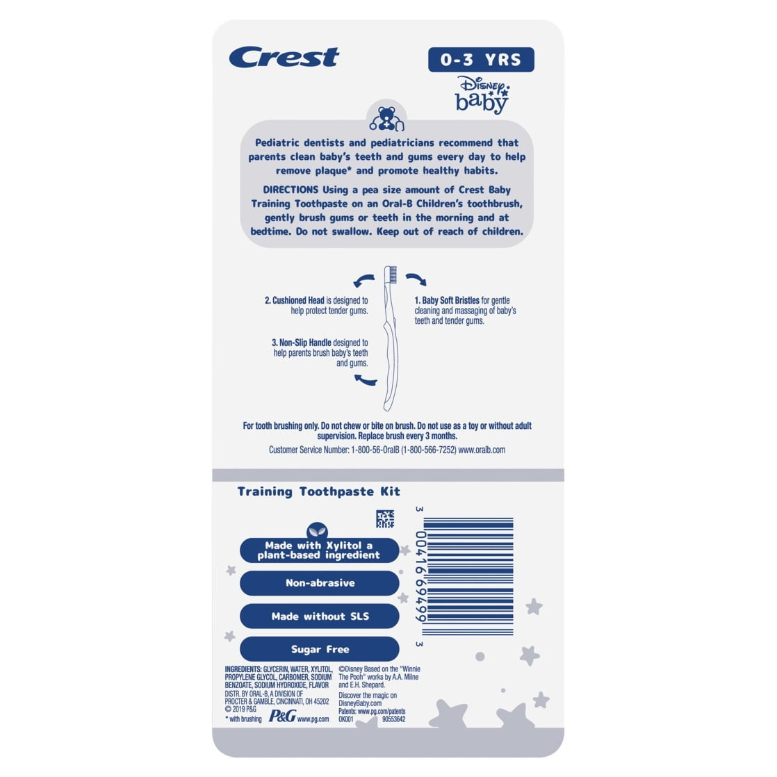 Crest Training Toothpaste and Brush, Fluoride Free, Strawberry 1.6 oz