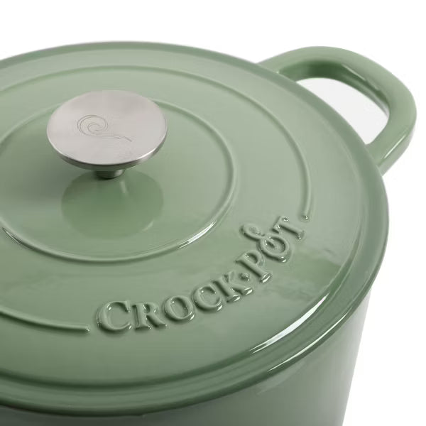 Crock Pot 5Qt Dutch Oven with Lid - Enamel - Cast Iron - Pistachio Green