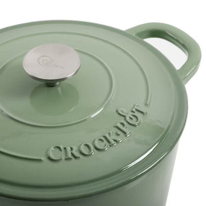 Crock Pot 5Qt Dutch Oven with Lid - Enamel - Cast Iron - Pistachio Green