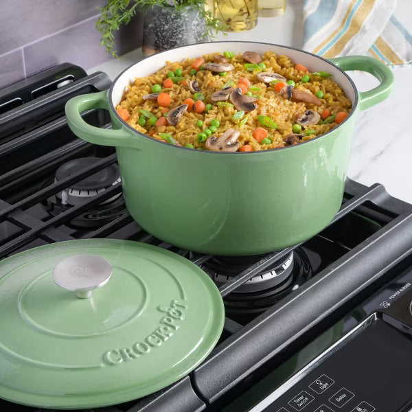 Crock Pot 5Qt Dutch Oven with Lid - Enamel - Cast Iron - Pistachio Green