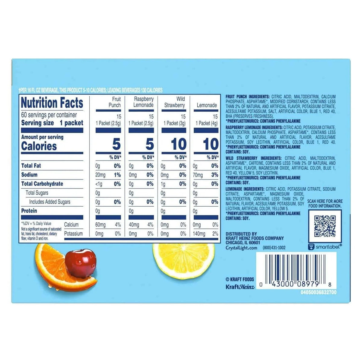 Crystal Light Variety Pack Drink Mix Packets 60 pk.