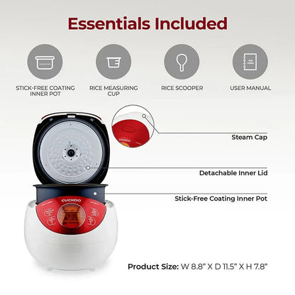 Cuckoo 3-Cup / 6-Cup Micom Rice Cooker and Warmer with Nonstick Inner Pot