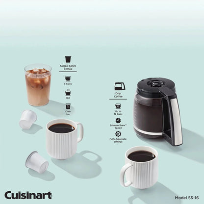 Cuisinart 2-in-1 Coffeemaker, 12 Cup Capacity, Single Serve, Hot or Iced