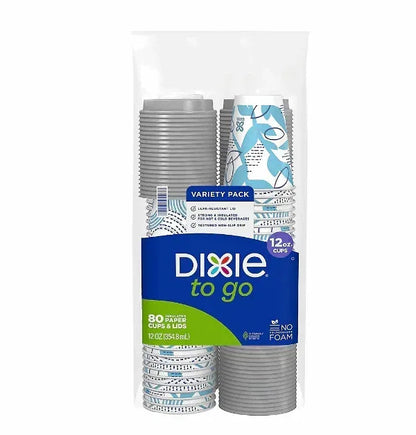 Dixie to Go Insulated Cups & Lids, 12 oz./80 ct.