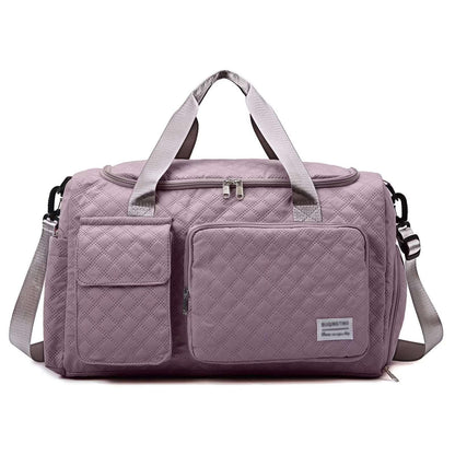 DAKIMOE Travel Duffle Bag for Women Men, Weekender Bags Carry on Gym Bag with Wet Pocket/Adjustable Strap/Shoe Compartment, Foldable Waterproof Overnight Tote Bag for Plane Sports Dance, Black