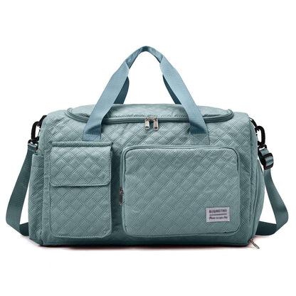 DAKIMOE Travel Duffle Bag for Women Men, Weekender Bags Carry on Gym Bag with Wet Pocket/Adjustable Strap/Shoe Compartment, Foldable Waterproof Overnight Tote Bag for Plane Sports Dance, Black
