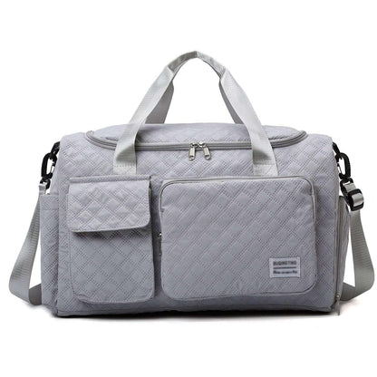 DAKIMOE Travel Duffle Bag for Women Men, Weekender Bags Carry on Gym Bag with Wet Pocket/Adjustable Strap/Shoe Compartment, Foldable Waterproof Overnight Tote Bag for Plane Sports Dance, Black
