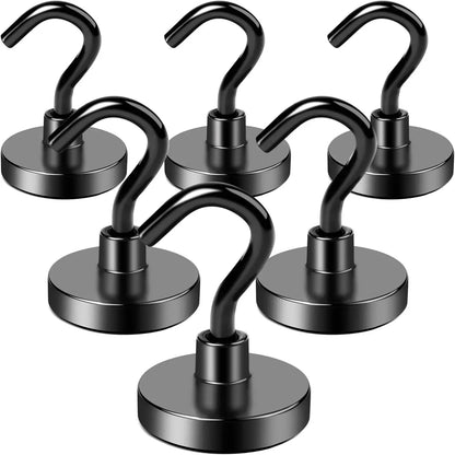 DIYMAG Magnetic Hooks Heavy Duty, 40lbs Strong Magnetic Hooks Heavy Duty with Epoxy Coating for Refrigerator, Black Magnetic Cruise Hooks for Hanging, Classroom, Office, and Kitchen - Pack of 4