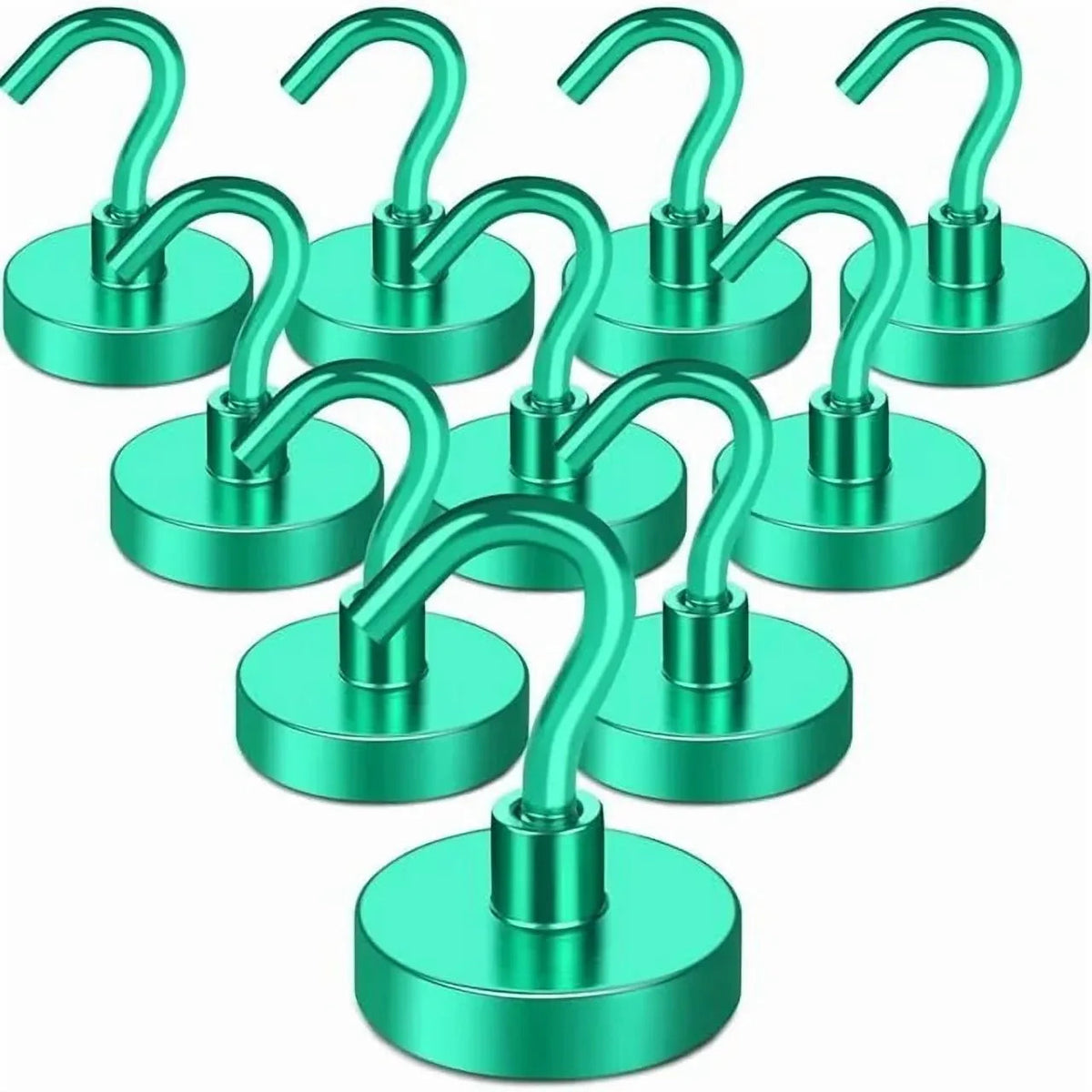 DIYMAG 10 Pcs Magnetic Hooks, 80Lbs Heavy Duty Rare Earth Neodymium Magnetic Hanger for Hardware Tools, Garage, Office, Kitchen (Black)