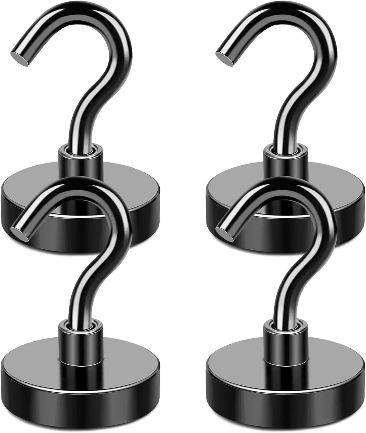DIYMAG Magnetic Hooks Heavy Duty, 40lbs Strong Magnetic Hooks Heavy Duty with Epoxy Coating for Refrigerator, Black Magnetic Cruise Hooks for Hanging, Classroom, Office, and Kitchen - Pack of 4