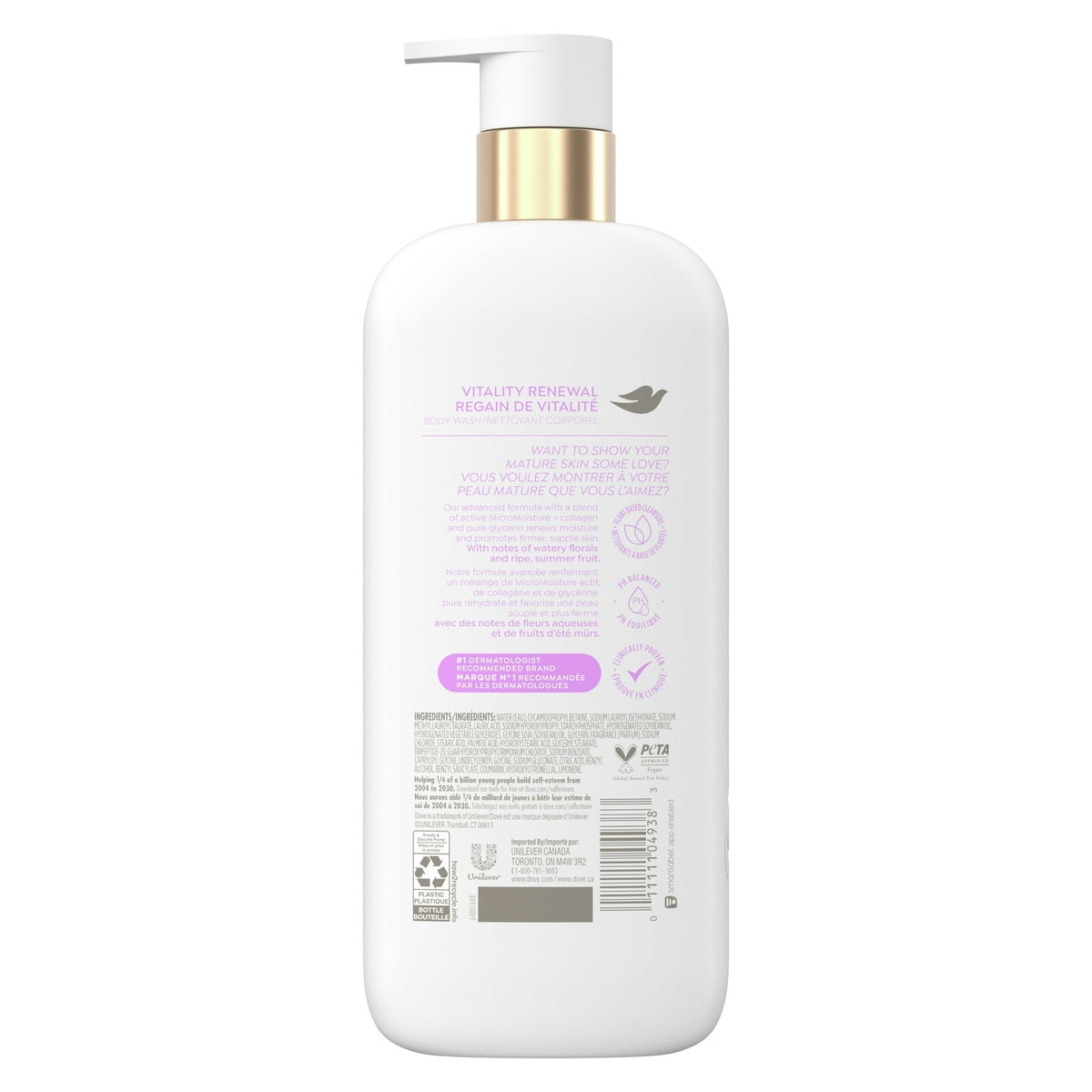 DOVE BODY WASH VITALITY RENEWAL 4 PIECE 18.5 OZ./547 ML