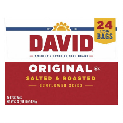 David Original Sunflower In-Shell Seeds, 1.75 oz, 24-count