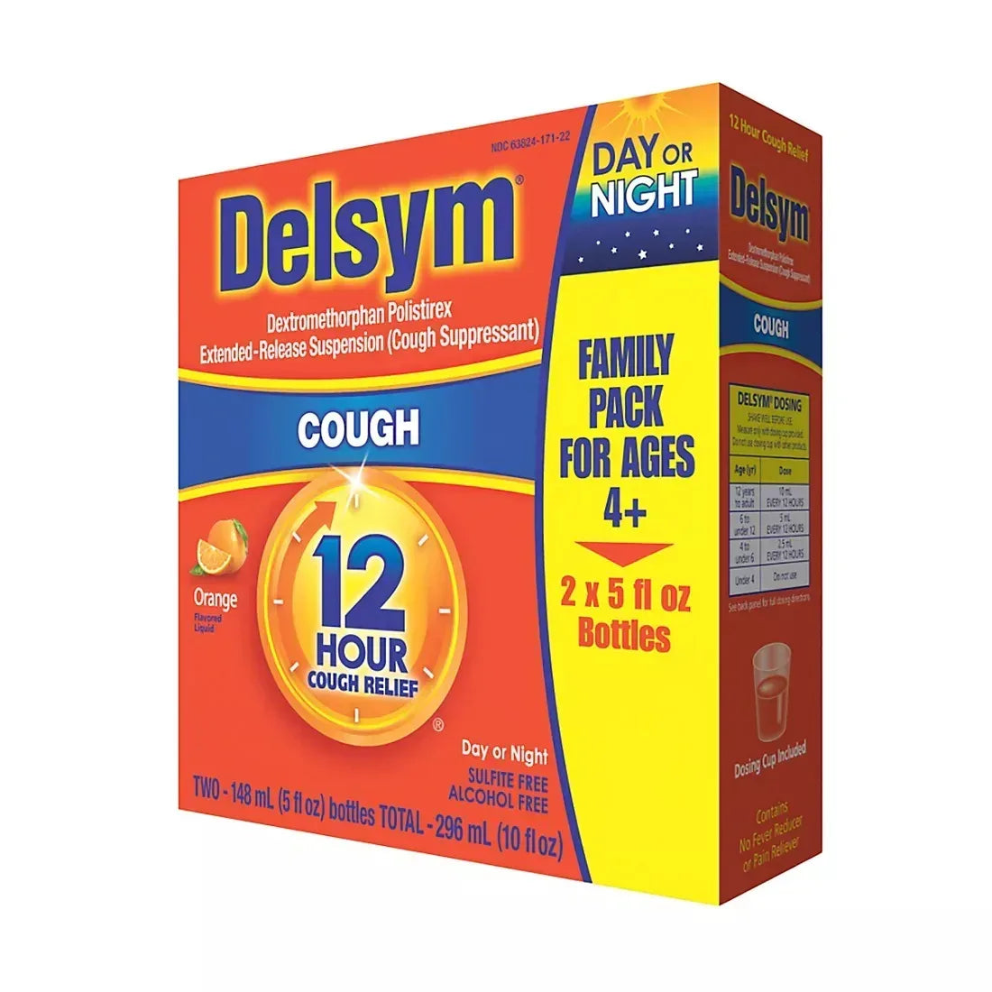 Delsym 12-Hour Cough Relief Liquid, 5 oz Bottles, 2 Pack