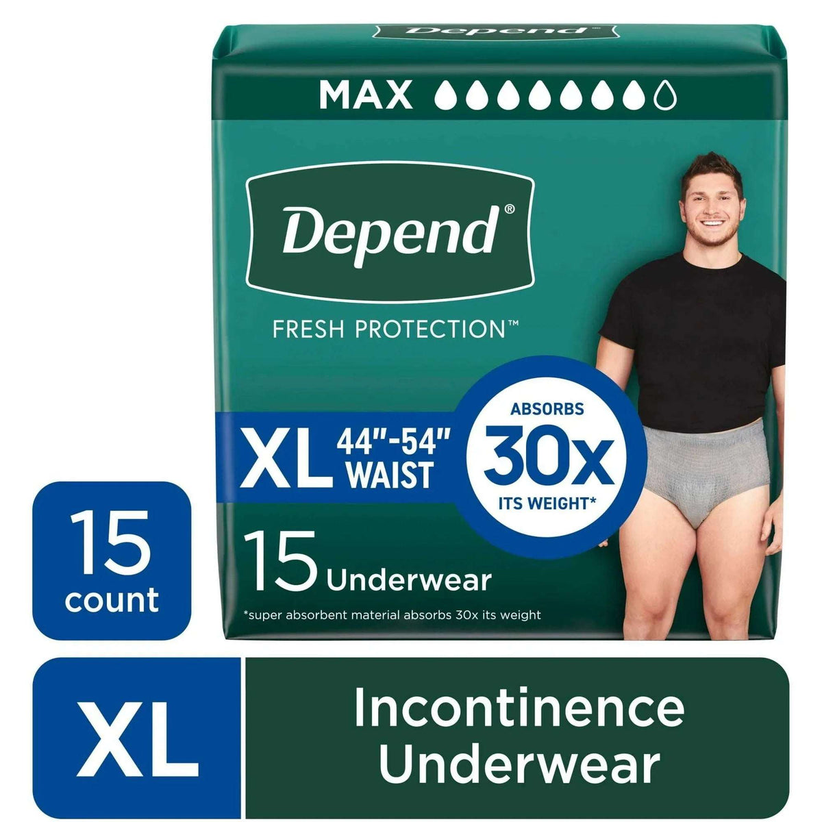 Depend Fresh Protection Incontinence Underwear for Men, Adult Diapers, XL