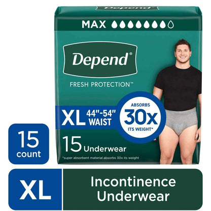 Depend Fresh Protection Incontinence Underwear for Men, Adult Diapers, XL