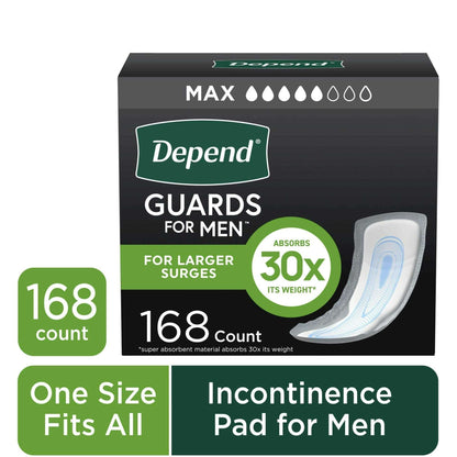 Depend Guards Incontinence Pads for Men, Maximum Absorbency, 52 Count