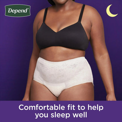 Depend Night Defense Incontinence Underwear for Women, Adult Diapers, XL, 12 Count