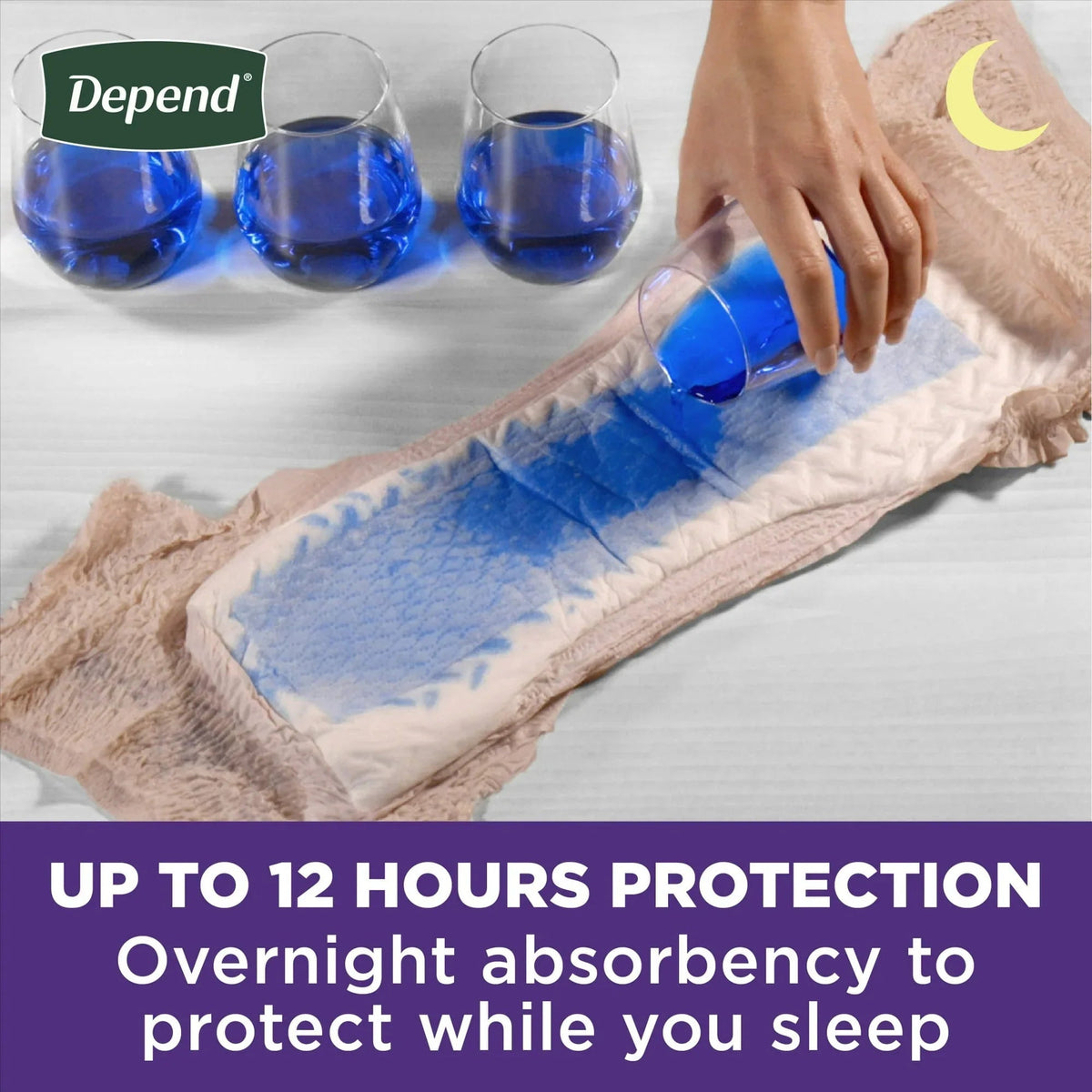 Depend Night Defense Incontinence Underwear for Women, Adult Diapers, XL, 12 Count
