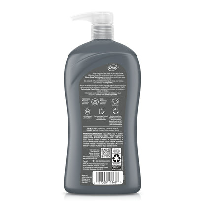 Dial Ultimate Clean 3-in-1 Men's Body Wash for Body, Hair & Face, Amber Wood Scent, 32 oz