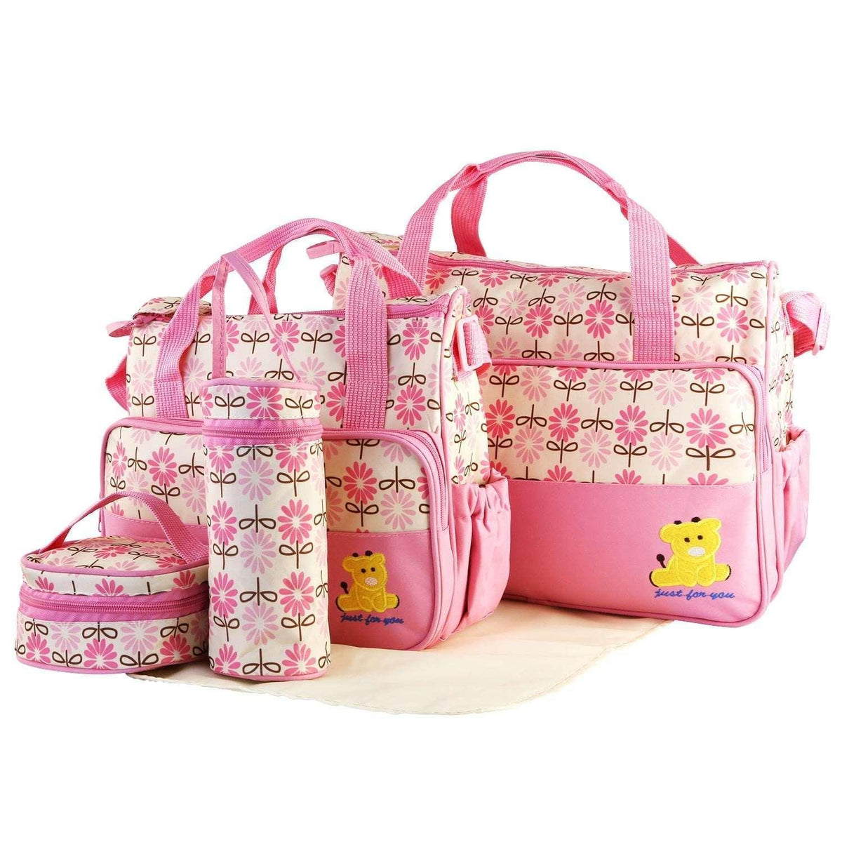 Baby Diaper Bag 5 Pcs Toddler Diaper Bag Tote Multifunction Portable Baby Bag for Boys and Girls Blue