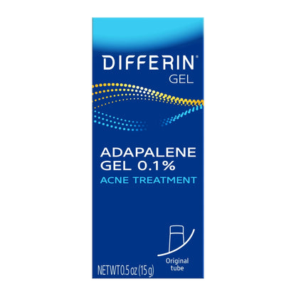 Differin Prescription-Strength Retinoid Acne Treatment Gel for Face with 0.1% Adapalene, Clears & Prevents Acne, Fragrance-Free, 15g Tube   (PACK OF 2 )