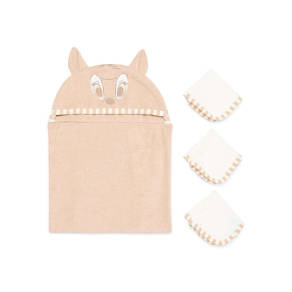 Disney Baby Wishes and Dreams Character Infant Baby Bath Set with Hooded Towel and Washcloths, 3-Piece, One Size