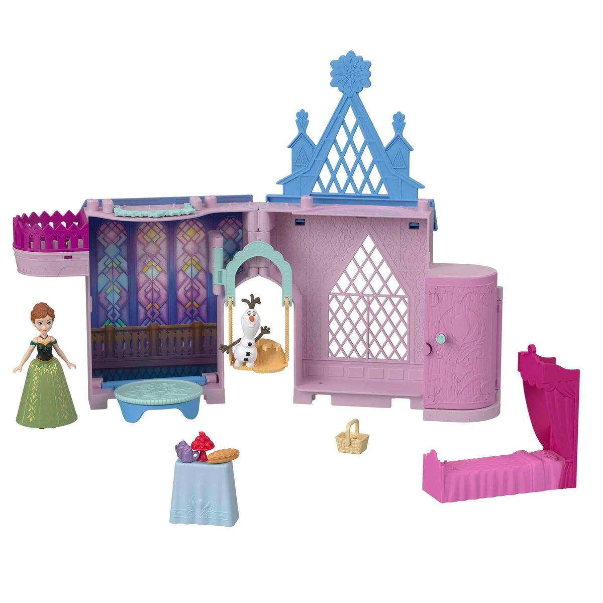 Disney Frozen Storytime Stackers Playset, Anna’s Arendelle Castle Dollhouse with Small Doll