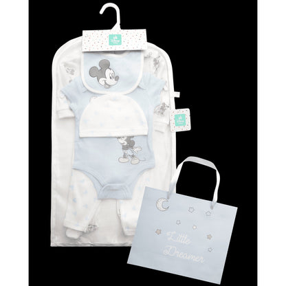 Disney Newborn Baby Layette Set - 6 Piece Disney Bodysuit Coveralls Sweatpants, Hat, Gift Bag (0-6M)