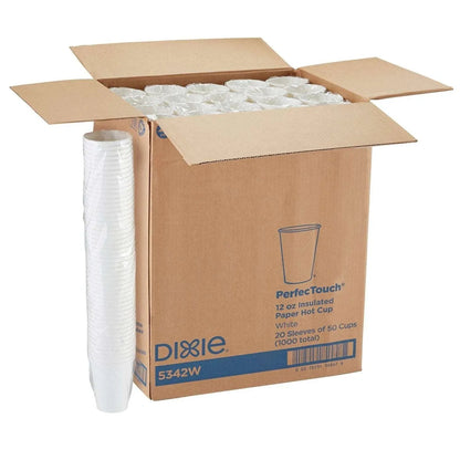 Dixie PerfecTouch White Insulated Paper Cups, Various Sizes