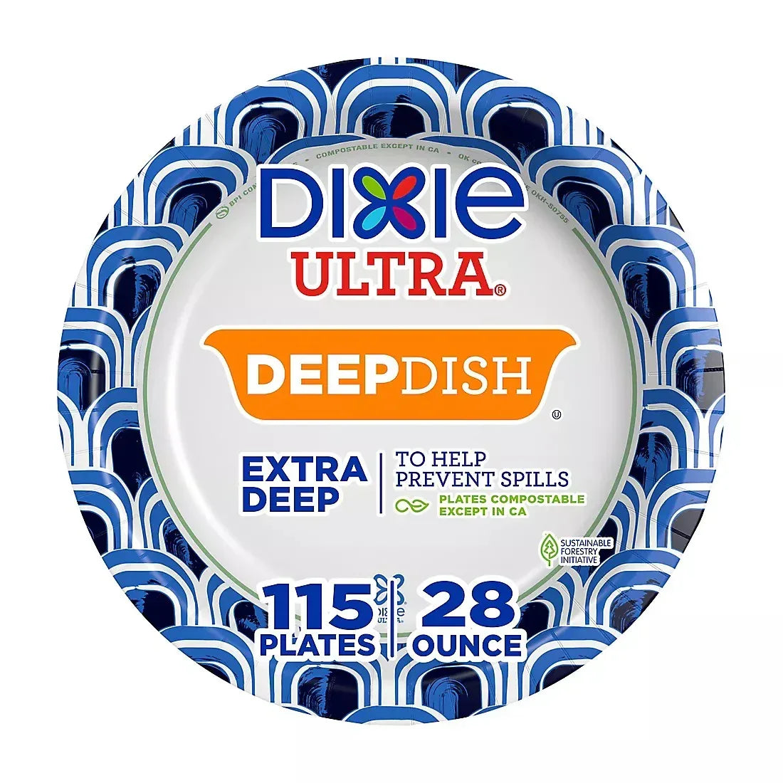 Dixie Ultra Extra Deep Dish Disposable Paper Plates, 28 oz./115 ct.