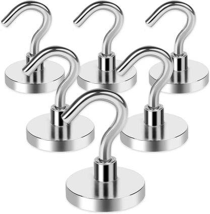 DIYMAG Magnetic Hooks Heavy Duty, 40lbs Strong Magnetic Hooks Heavy Duty with Epoxy Coating for Refrigerator, Black Magnetic Cruise Hooks for Hanging, Classroom, Office, and Kitchen - Pack of 4