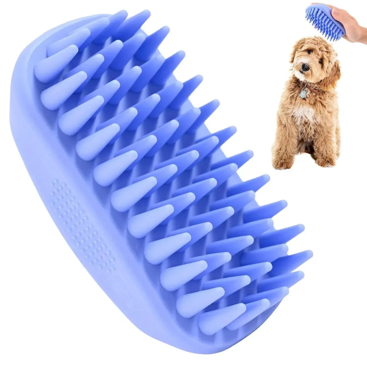 Dog Grooming Bath Brush, Pet Rubber Brush For Shower Scrubbing & Soothing Massage, Ideal for Long & Short Haired Dogs and Cats, Essential Puppy Grooming Accessories, 2 PACK [We Love Doodles]